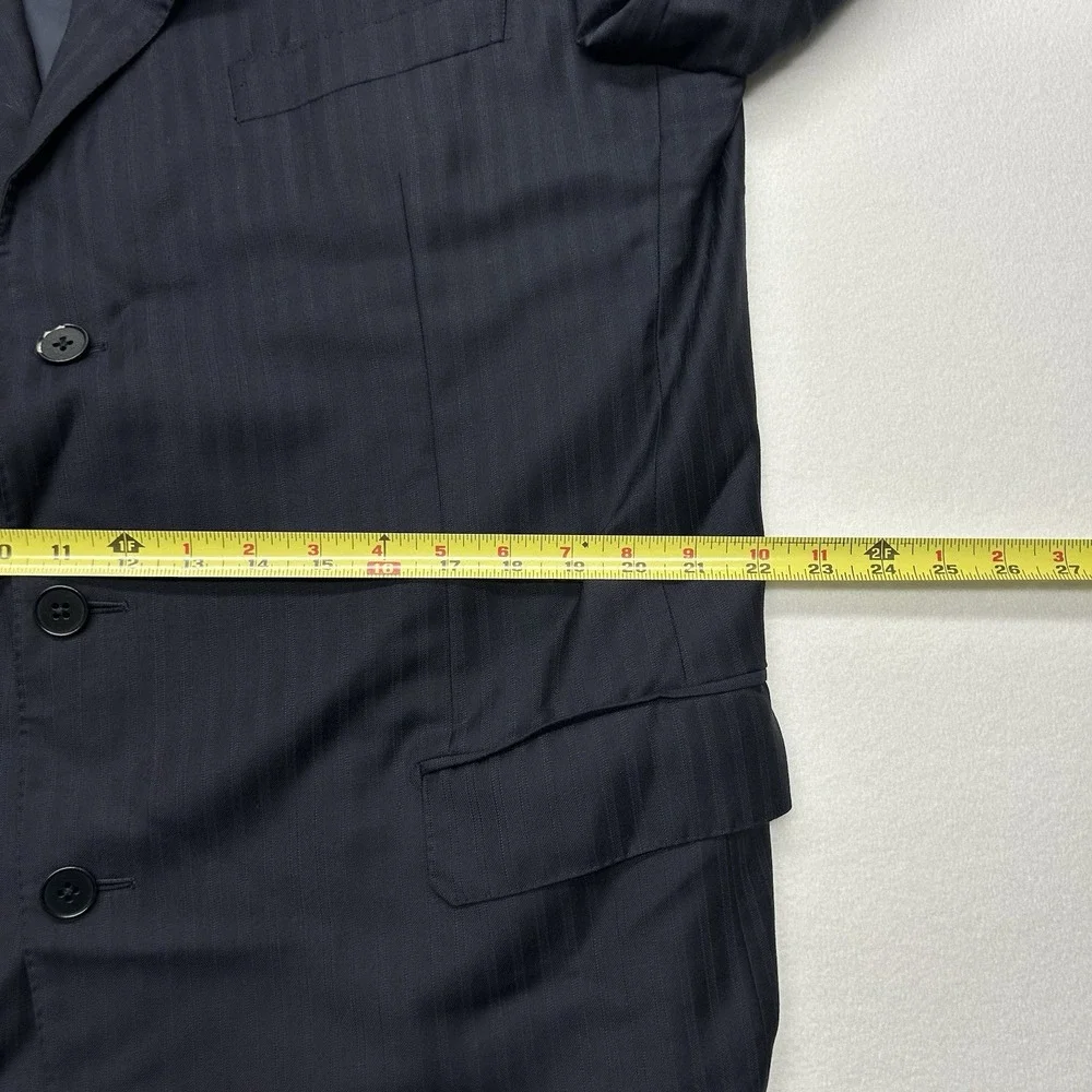 Ermenegildo Zegna Sport Coat Navy Striped Trofeo Wool 3 Button Blazer‎ 48R 58EU